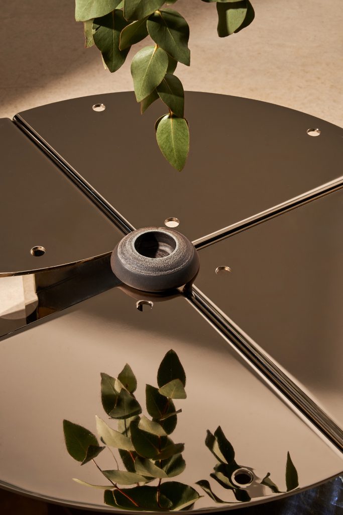 LELLO NICKEL PLATED modular table in nickel-plated aluminium