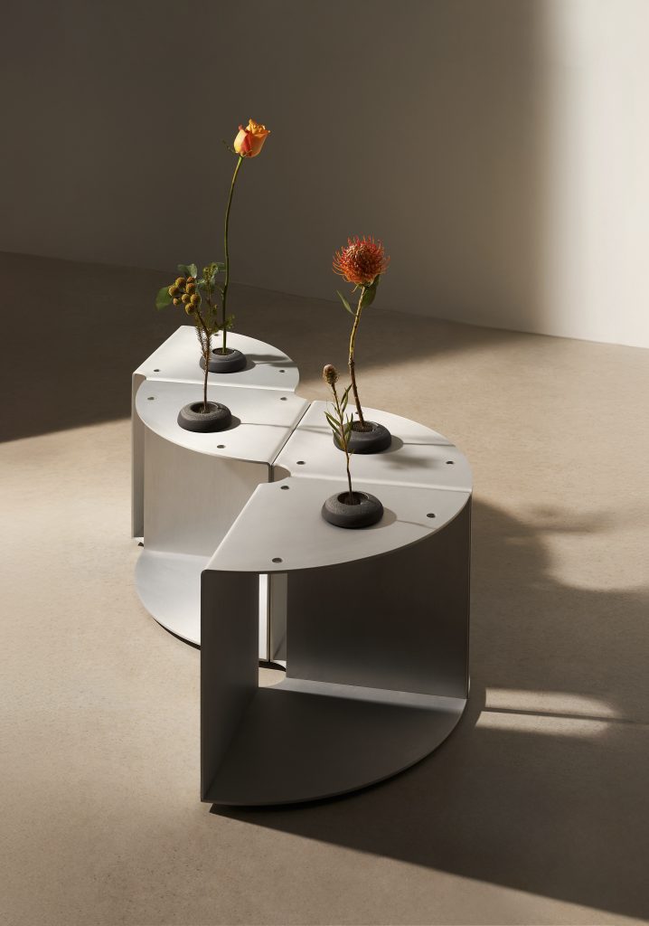 LELLO SATIN modular table in satin aluminium - view 5